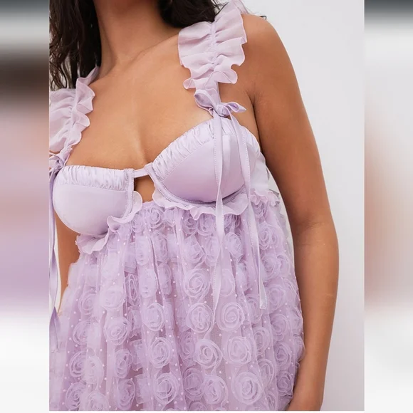 NWT FOR LOVE & LEMONS Lavender Purple Poppy Mini Dress Medium - Picture 4 of 5